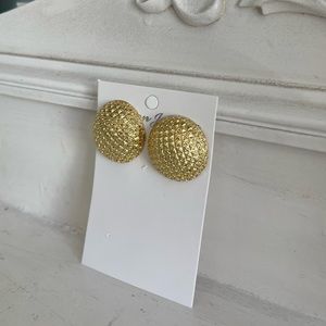 Brass Retro Button Earrings
